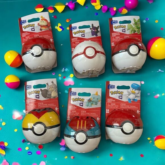 6x Mega Construx Pokemon Pokeball Series 18, lot of 6 BRAND NEW